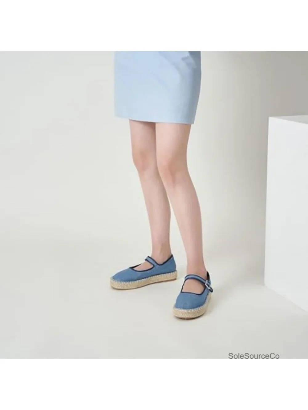 Canvas Mary Jane Shoes for Women Cozy Closed Toe Espadrille Flats Adjustable
